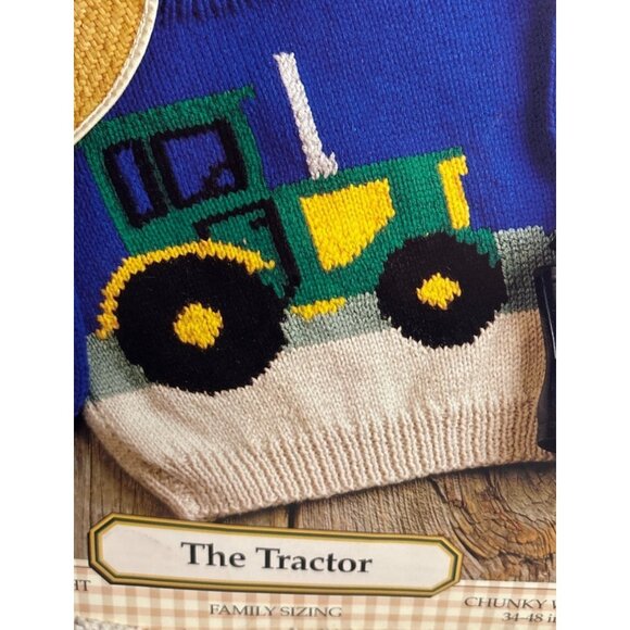 Bernat Tractor Sweater Pattern Ewe CAN Knit Booklet 1801 Family Sizing 1995 - Picture 3 of 4